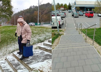 Megépítette a budakeszi Lidl a korlátot a 22-es busz megállójától a szupermarkethez vezető lépcső oldalán